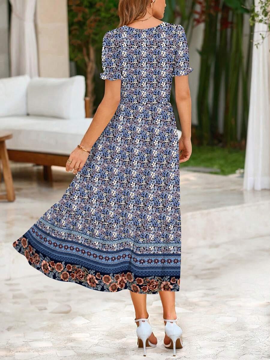 imageZeagoo Summer Dresses for Women Flowy Casual Midi Dress Short Sleeve Tiered Dress Beach Vacation Sundresses with PocketsFloral3