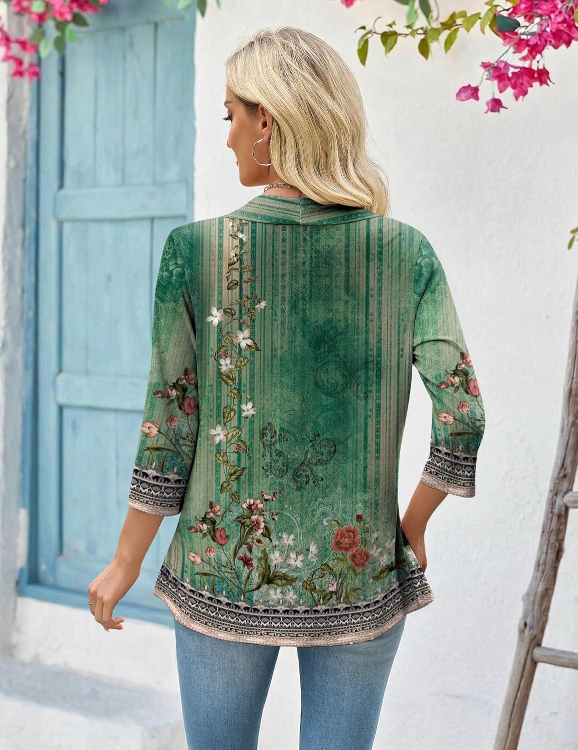 imageZeagoo Womens 2026 Summer 34 Sleeve Lightweight Cardigans Sweaters Open Front Draped Ruffles Kimono CoverupsMz839