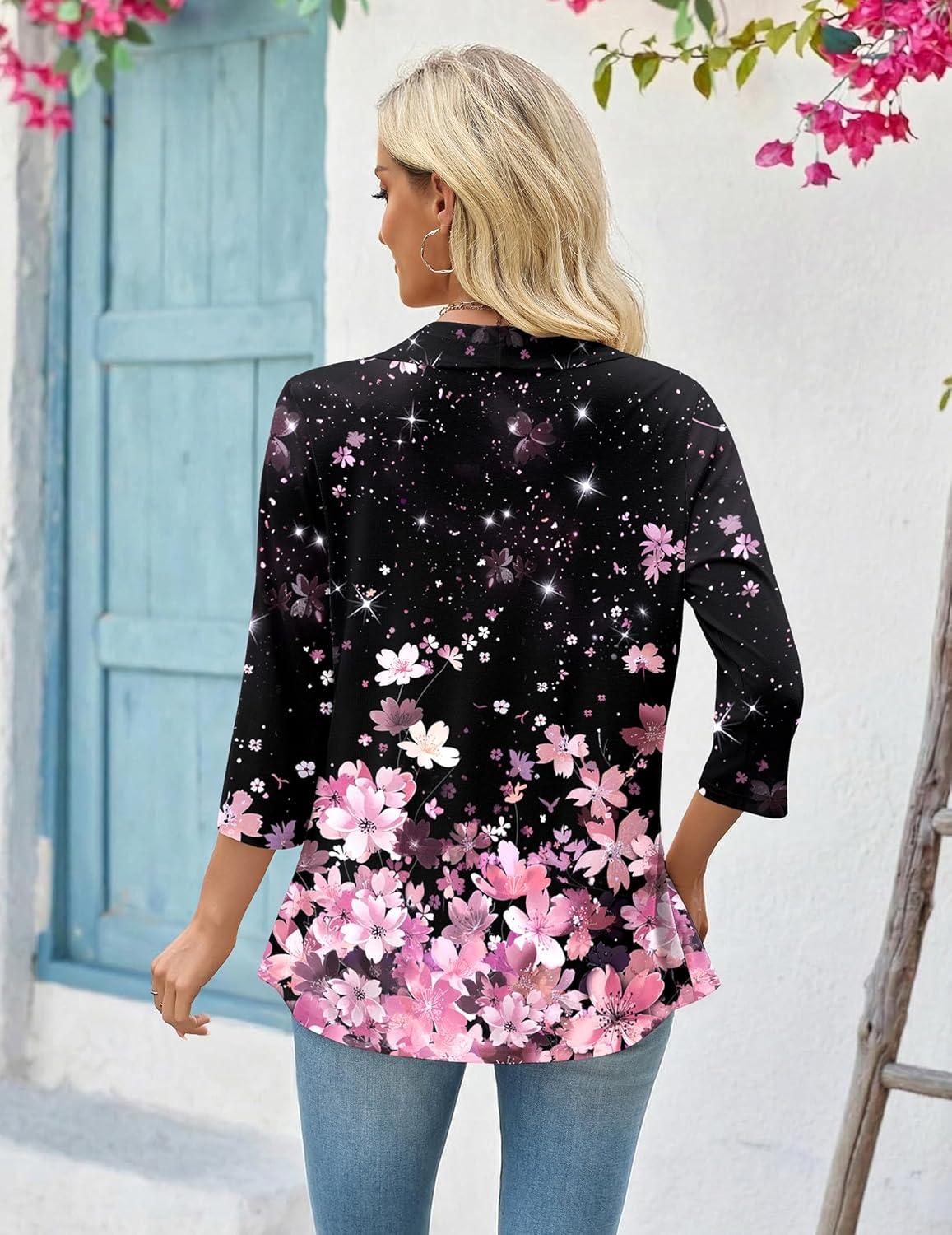 imageZeagoo Womens 2026 Summer 34 Sleeve Lightweight Cardigans Sweaters Open Front Draped Ruffles Kimono CoverupsSf31