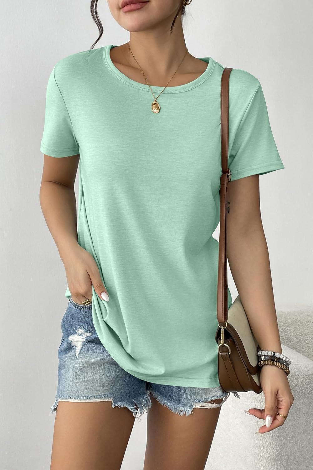 imageZeagoo Womens 3 Pack Tshirts for Women Short Sleeve Shirt Crewneck Basic Tee Summer Tops Lightweight Plain Workout ClothesA Wine Redlightgreenblack