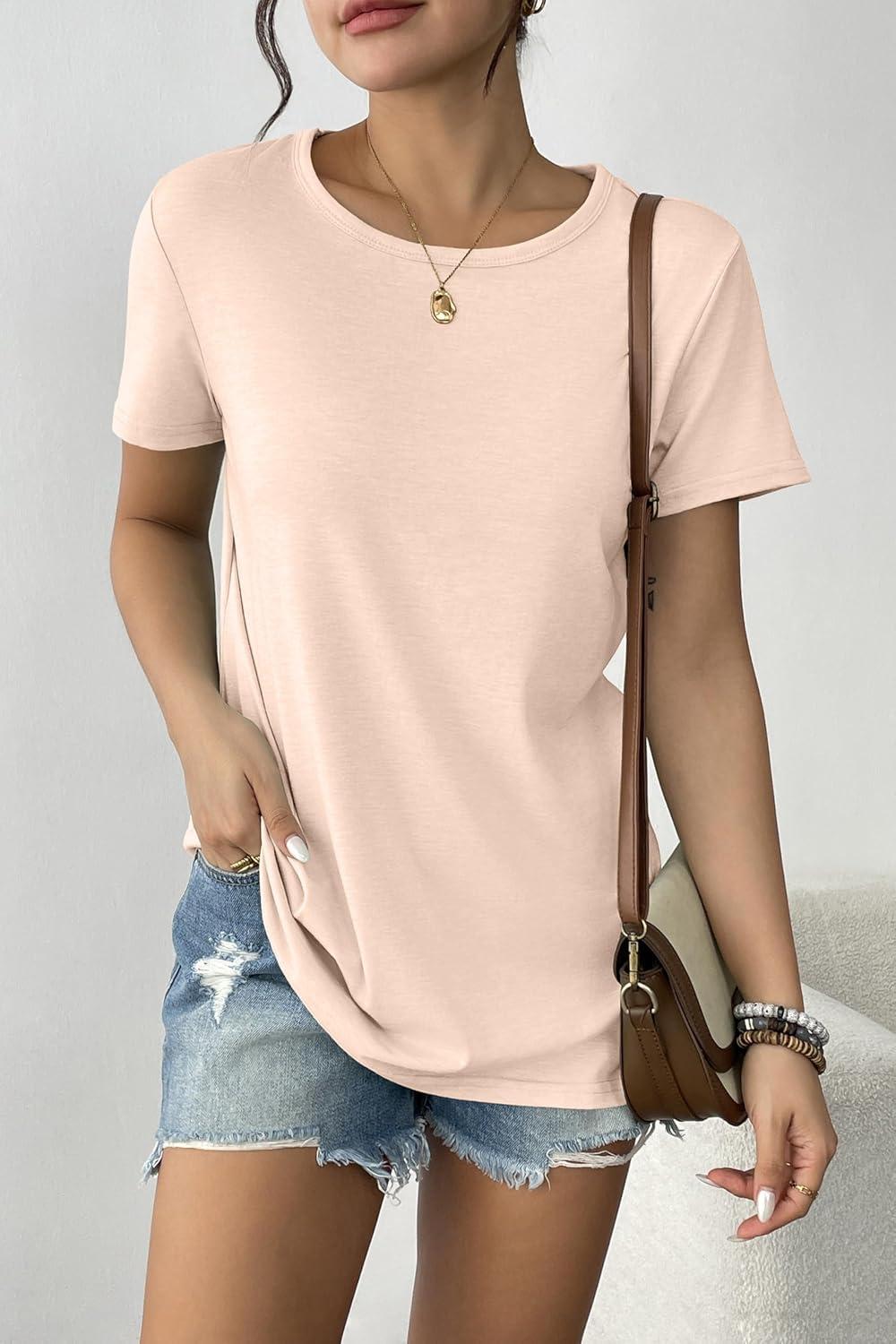 imageZeagoo Womens 3 Pack Tshirts for Women Short Sleeve Shirt Crewneck Basic Tee Summer Tops Lightweight Plain Workout ClothesCreamwhiteblack