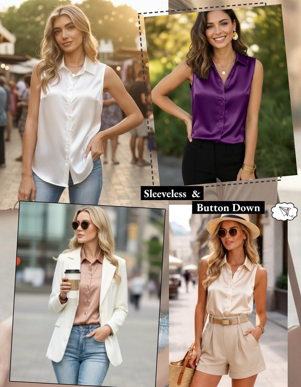 imageZeagoo Womens Satin Blouse Sleeveless Silk Tank Tops Button Down Shirts Business Casual Outfits 2026Purple1