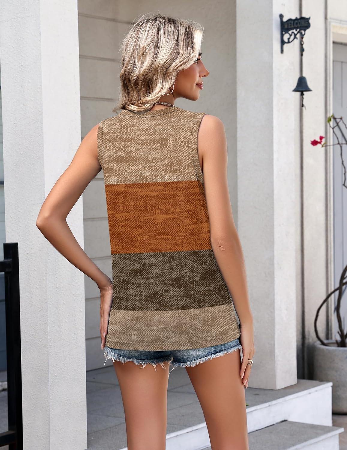 imageZeagoo Womens Tank Tops 2026 Loose V Neck Spring Summer Tops Business Dressy Sleeveless ShirtsColor Block 398