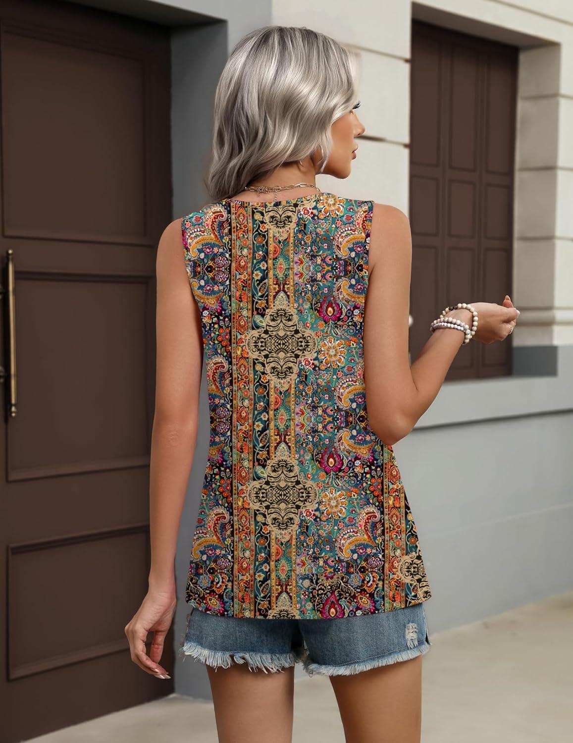 imageZeagoo Womens Tank Tops 2026 Summer Flowy Peplum Casual V Neck Babydoll Sleeveless Tops S3XMz721