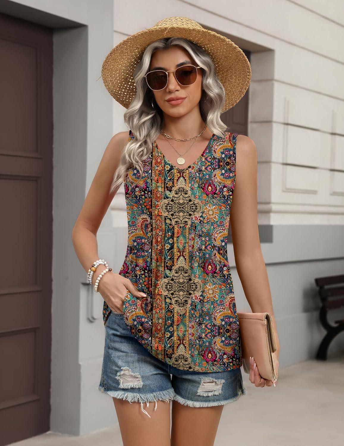 imageZeagoo Womens Tank Tops 2026 Summer Flowy Peplum Casual V Neck Babydoll Sleeveless Tops S3XMz721
