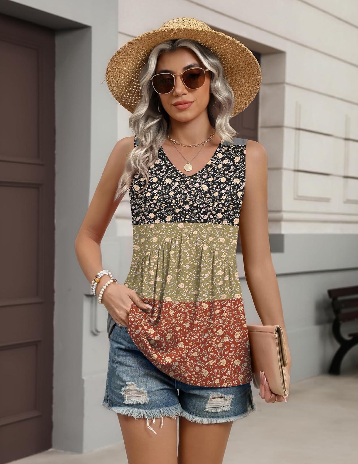 imageZeagoo Womens Tank Tops 2026 Summer Flowy Peplum Casual V Neck Babydoll Sleeveless Tops S3XXh553