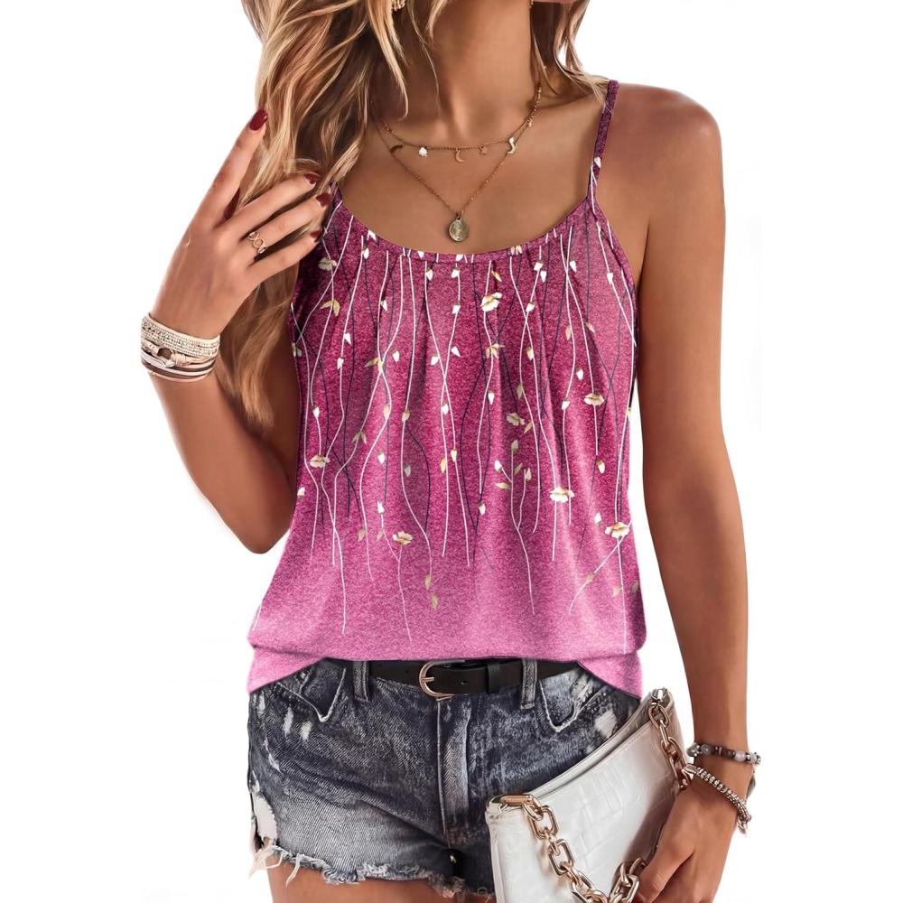 imageZeagoo Womens Camisole Tank Tops Summer Adjustable Spaghetti Strap Loose Fit Flowy Shirts Sleeveless Trendy ClothesXh370