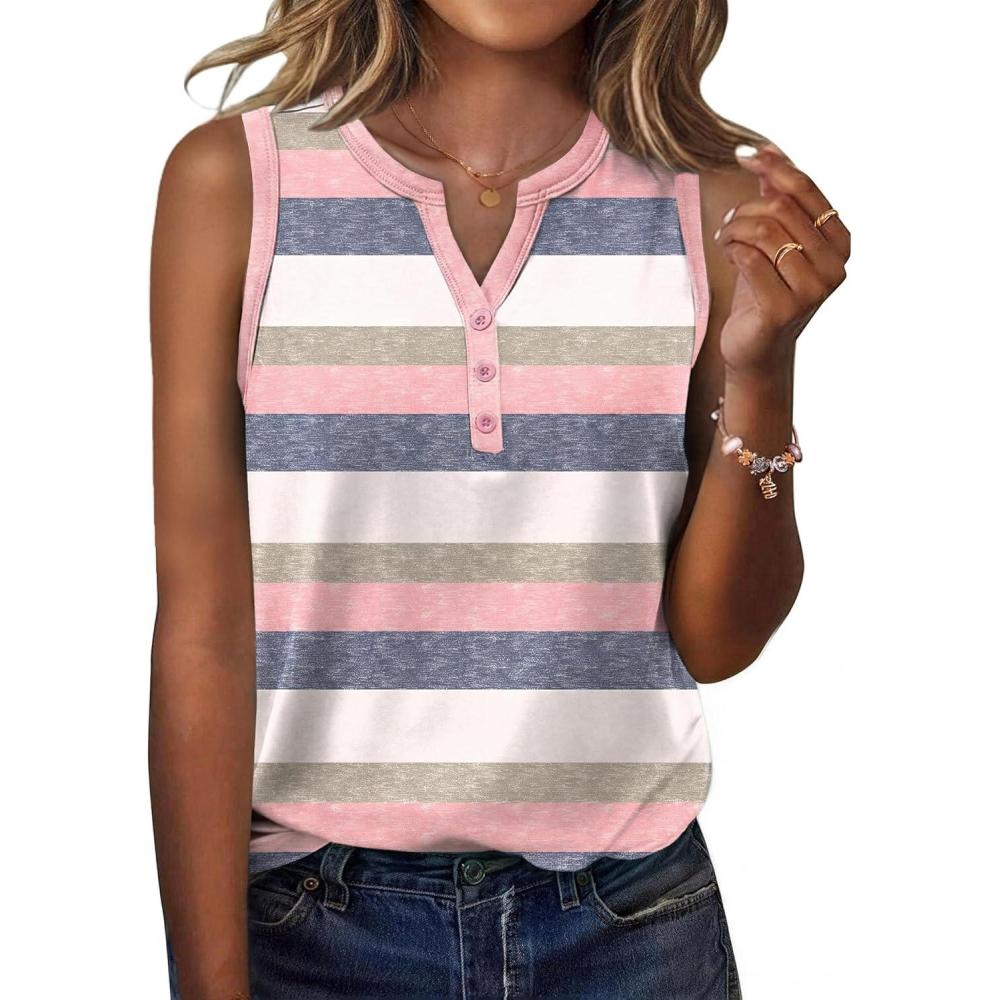 imageZeagoo Womens Tank Tops 2026 Loose V Neck Spring Summer Tops Business Dressy Sleeveless ShirtsStripes 669