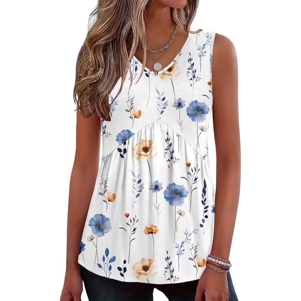 imageZeagoo Womens Tank Tops 2026 Summer Flowy Peplum Casual V Neck Babydoll Sleeveless Tops S3XBf290