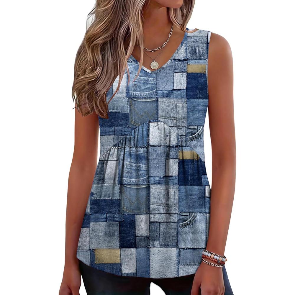 imageZeagoo Womens Tank Tops 2026 Summer Flowy Peplum Casual V Neck Babydoll Sleeveless Tops S3XJh510