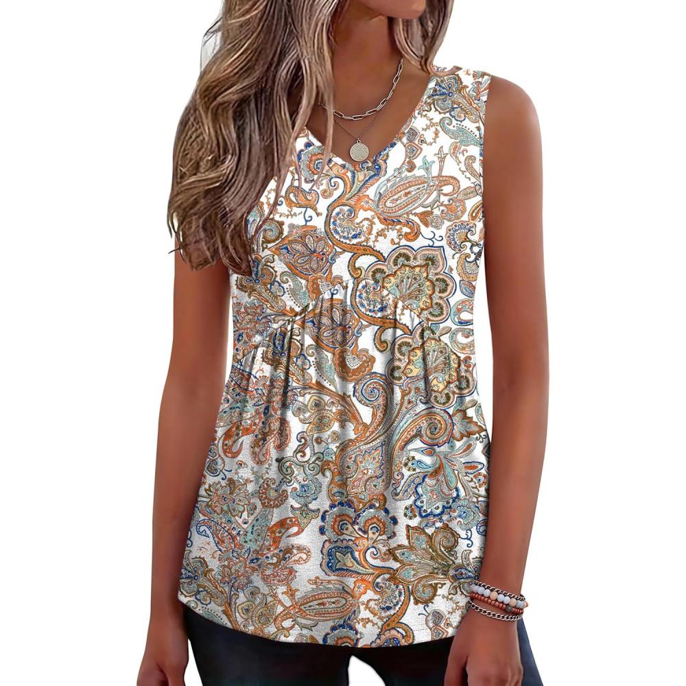 imageZeagoo Womens Tank Tops 2026 Summer Flowy Peplum Casual V Neck Babydoll Sleeveless Tops S3XMz453