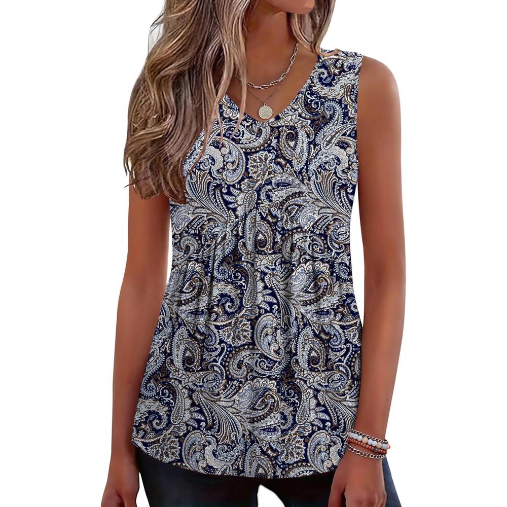 imageZeagoo Womens Tank Tops 2026 Summer Flowy Peplum Casual V Neck Babydoll Sleeveless Tops S3XMz473