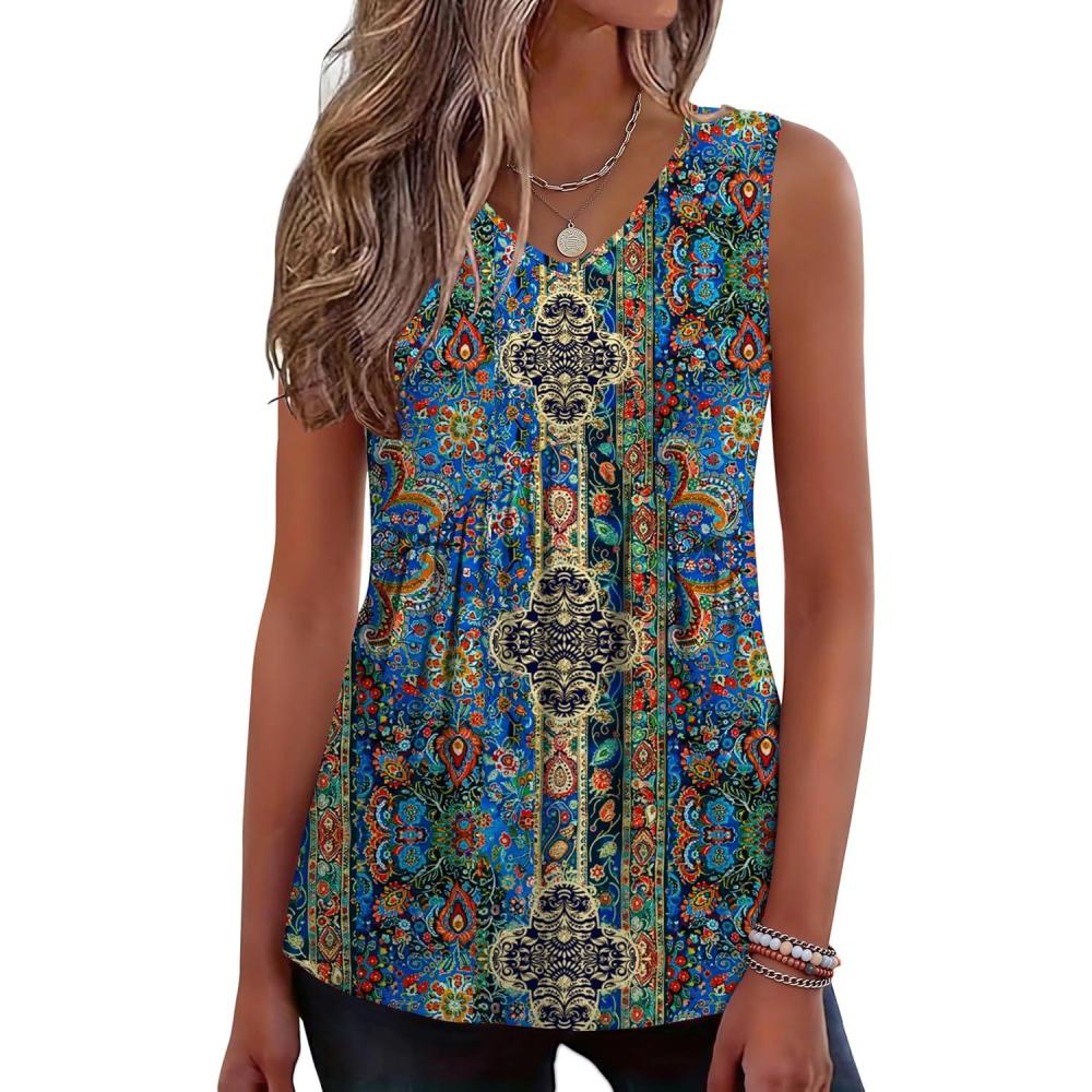 imageZeagoo Womens Tank Tops 2026 Summer Flowy Peplum Casual V Neck Babydoll Sleeveless Tops S3XMz779