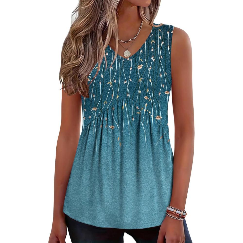 imageZeagoo Womens Tank Tops 2026 Summer Flowy Peplum Casual V Neck Babydoll Sleeveless Tops S3XXh363