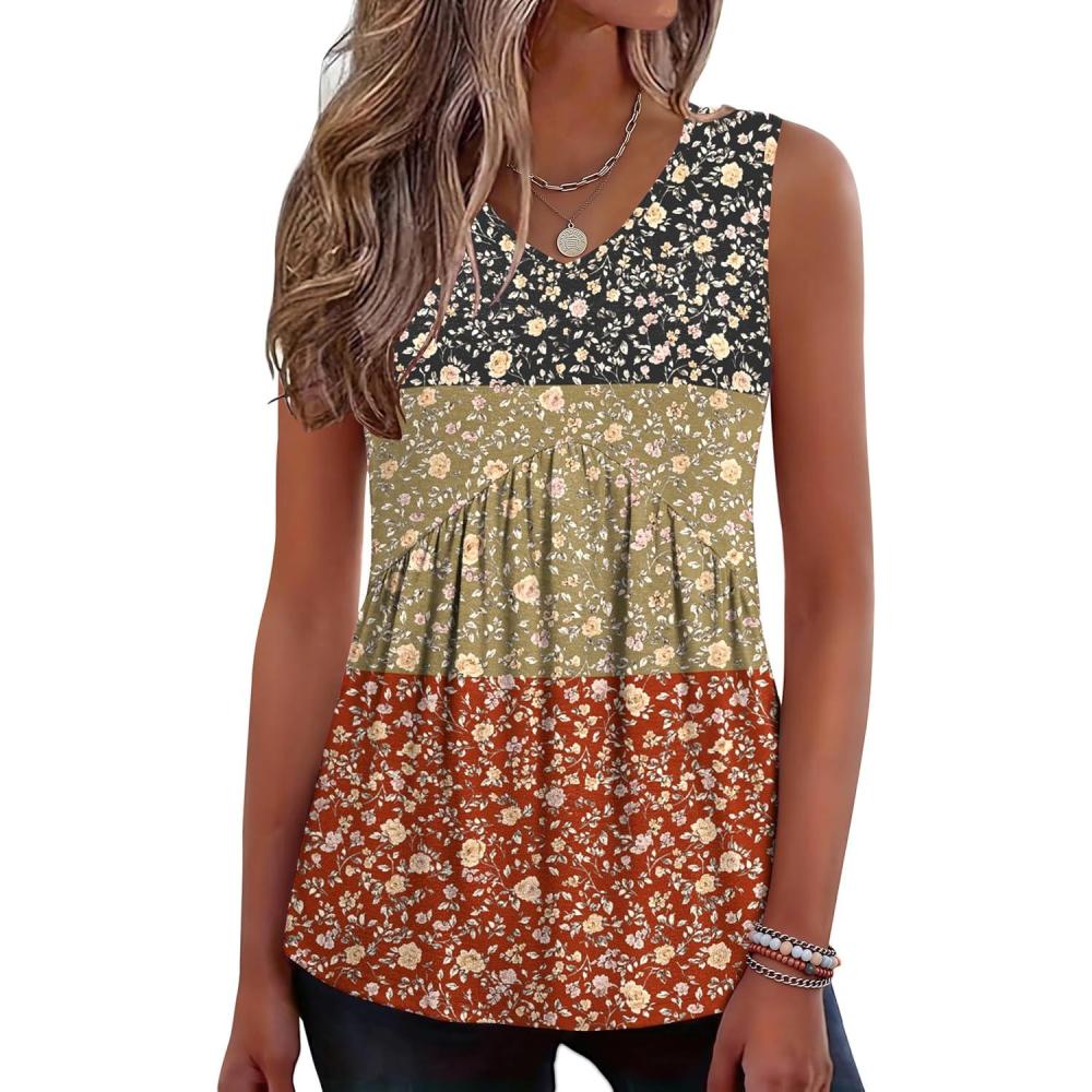 imageZeagoo Womens Tank Tops 2026 Summer Flowy Peplum Casual V Neck Babydoll Sleeveless Tops S3XXh553