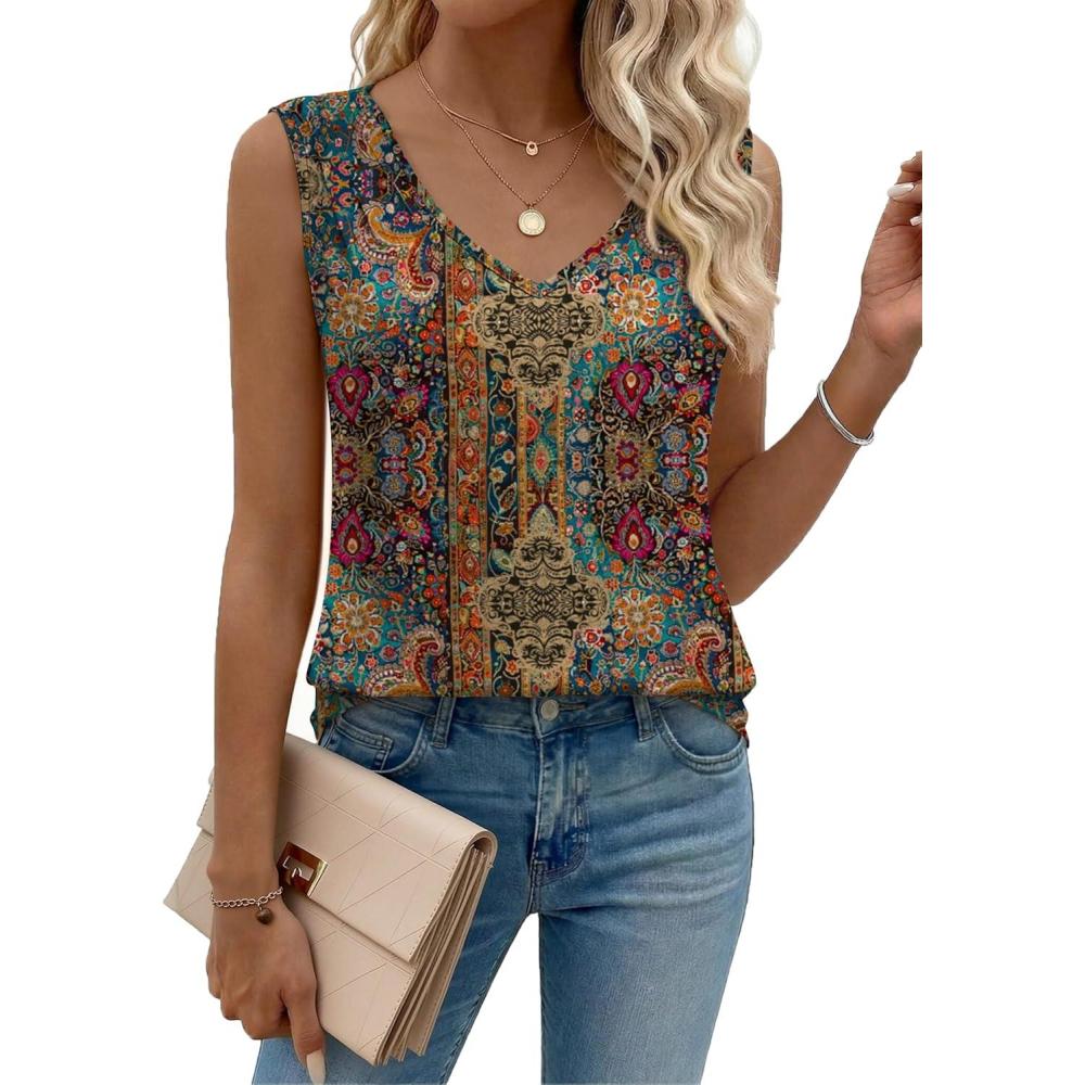imageZeagoo Womens Tank Tops Pleated V Neck Business Casual Sleeveless Shirts Trendy Dressy Textured Summer Work BlouseMz721 Boho