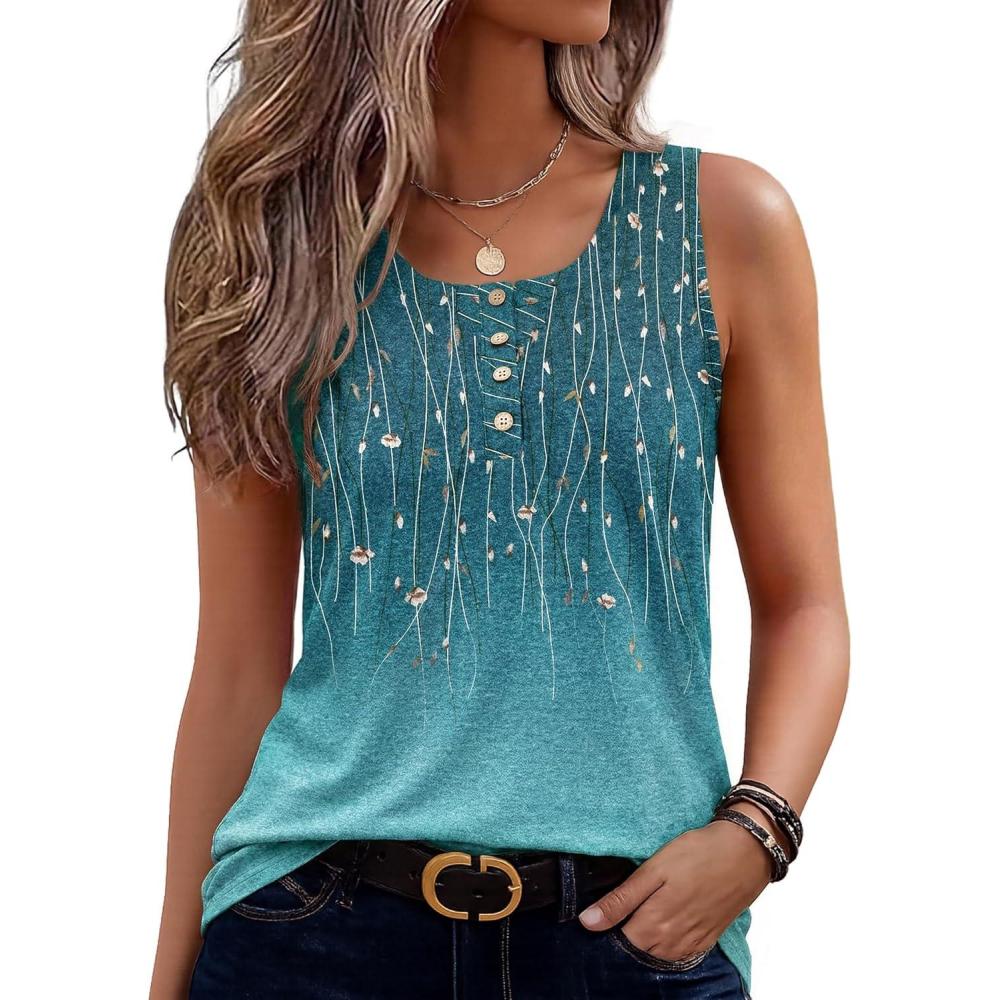 imageZeagoo Womens Tank Tops Summer Sleeveless Tops Loose Button Henley Shirts Crew Neck Dress Casual 2026 ClothesA Xh363