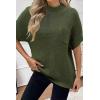 Women 2026 Sweater Vest Mock Neck Batwing Short Sleeve Oversized Ribbed Knit Tops Fall Pullover Sweater S-XXL(Army Green)