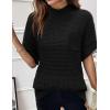 Women 2026 Sweater Vest Mock Neck Batwing Short Sleeve Oversized Ribbed Knit Tops Fall Pullover Sweater S-XXL(Black)