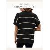 Women 2026 Sweater Vest Mock Neck Batwing Short Sleeve Oversized Ribbed Knit Tops Fall Pullover Sweater S-XXL(Black White Stripe)