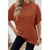 Women 2026 Sweater Vest Mock Neck Batwing Short Sleeve Oversized Ribbed Knit Tops Fall Pullover Sweater S-XXL(Caramel)