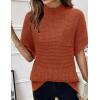 Women 2026 Sweater Vest Mock Neck Batwing Short Sleeve Oversized Ribbed Knit Tops Fall Pullover Sweater S-XXL(Caramel)