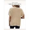Women 2026 Sweater Vest Mock Neck Batwing Short Sleeve Oversized Ribbed Knit Tops Fall Pullover Sweater S-XXL(Coffee)