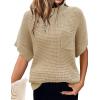 Women 2026 Sweater Vest Mock Neck Batwing Short Sleeve Oversized Ribbed Knit Tops Fall Pullover Sweater S-XXL(Coffee)