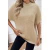 Women 2026 Sweater Vest Mock Neck Batwing Short Sleeve Oversized Ribbed Knit Tops Fall Pullover Sweater S-XXL(Coffee)