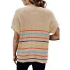 Women 2026 Sweater Vest Mock Neck Batwing Short Sleeve Oversized Ribbed Knit Tops Fall Pullover Sweater S-XXL(Color Striped)