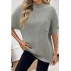 Women 2026 Sweater Vest Mock Neck Batwing Short Sleeve Oversized Ribbed Knit Tops Fall Pullover Sweater S-XXL(Gray)