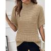 Women 2026 Sweater Vest Mock Neck Batwing Short Sleeve Oversized Ribbed Knit Tops Fall Pullover Sweater S-XXL(Khaki)