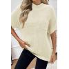 Women 2026 Sweater Vest Mock Neck Batwing Short Sleeve Oversized Ribbed Knit Tops Fall Pullover Sweater S-XXL(White)