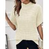 Women 2026 Sweater Vest Mock Neck Batwing Short Sleeve Oversized Ribbed Knit Tops Fall Pullover Sweater S-XXL(White)