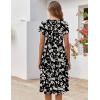 ZEAGOO Womens Casual Dresses for Summer Short Sleeve Flare Midi Dress Loose Flowy Beach Sundress(2602 Black Flower)
