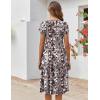 ZEAGOO Womens Casual Dresses for Summer Short Sleeve Flare Midi Dress Loose Flowy Beach Sundress(2602 Brown Flower)