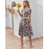 ZEAGOO Womens Casual Dresses for Summer Short Sleeve Flare Midi Dress Loose Flowy Beach Sundress(2602 Brown Flower)