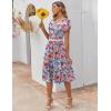 ZEAGOO Womens Casual Dresses for Summer Short Sleeve Flare Midi Dress Loose Flowy Beach Sundress(2602 Mixed Red Floral)