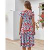 ZEAGOO Womens Casual Dresses for Summer Short Sleeve Flare Midi Dress Loose Flowy Beach Sundress(2602 Mixed Red Floral)