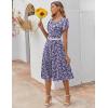 ZEAGOO Womens Casual Dresses for Summer Short Sleeve Flare Midi Dress Loose Flowy Beach Sundress(2602 Purple Flower)
