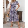 ZEAGOO Womens Casual Dresses for Summer Short Sleeve Flare Midi Dress Loose Flowy Beach Sundress(2602 Purple Flower)