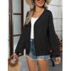 Zeagoo 2025 Womens Cardigan Casual Long Sleeve Lightweight Crochet Shrug V Neck Tops Button Down Soft Knit Sweater(Black)