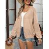 Zeagoo 2025 Womens Cardigan Casual Long Sleeve Lightweight Crochet Shrug V Neck Tops Button Down Soft Knit Sweater(Khaki)