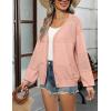 Zeagoo 2025 Womens Cardigan Casual Long Sleeve Lightweight Crochet Shrug V Neck Tops Button Down Soft Knit Sweater(Pink)
