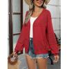 Zeagoo 2025 Womens Cardigan Casual Long Sleeve Lightweight Crochet Shrug V Neck Tops Button Down Soft Knit Sweater(Red)