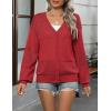 Zeagoo 2025 Womens Cardigan Casual Long Sleeve Lightweight Crochet Shrug V Neck Tops Button Down Soft Knit Sweater(Red)