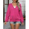 Zeagoo 2025 Womens Cardigan Casual Long Sleeve Lightweight Crochet Shrug V Neck Tops Button Down Soft Knit Sweater(Rose Red)