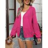 Zeagoo 2025 Womens Cardigan Casual Long Sleeve Lightweight Crochet Shrug V Neck Tops Button Down Soft Knit Sweater(Rose Red)