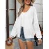 Zeagoo 2025 Womens Cardigan Casual Long Sleeve Lightweight Crochet Shrug V Neck Tops Button Down Soft Knit Sweater(White)