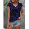 Zeagoo 2025 Women’s Tank Top V Neck Eyelet T Shirts Cap Sleeve Tops Loose Fit Blouses Dressy Casual Summer Basic Shirts(A-blue Flowers 1)